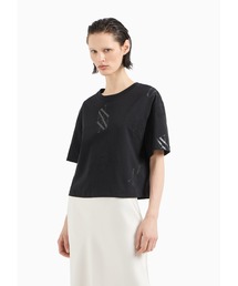 ARMANI EXCHANGE | 【A|X アルマーニ エクスチェンジ】パターンロゴ　半袖クルーネックTシャツ/CROPPED(Tシャツ/カットソー)