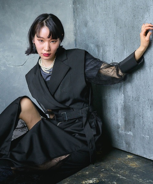 HARE（ハレ）の「【EDGY MODE】ソデレースショートジャケット（テーラードジャケット・レディース・ストライプ/ブラック・FREE）」の13枚目の写真