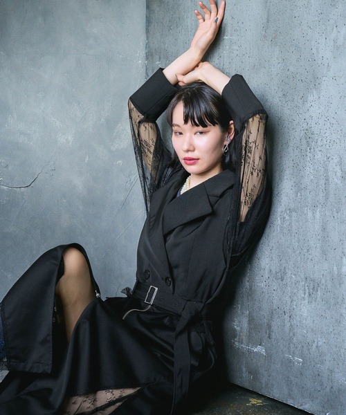 HARE（ハレ）の「【EDGY MODE】ソデレースショートジャケット（テーラードジャケット・レディース・ストライプ/ブラック・FREE）」の14枚目の写真