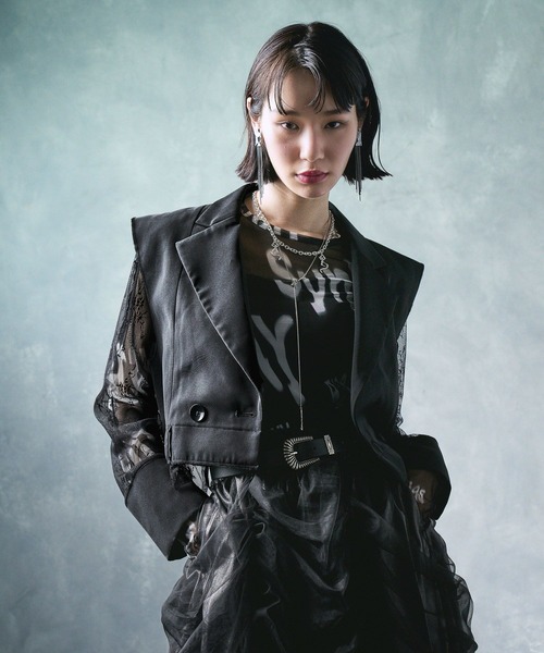 HARE（ハレ）の「【EDGY MODE】ソデレースショートジャケット（テーラードジャケット・レディース・ストライプ/ブラック・FREE）」の19枚目の写真