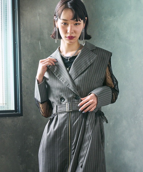 HARE（ハレ）の「【EDGY MODE】ソデレースショートジャケット（テーラードジャケット・レディース・ストライプ/ブラック・FREE）」の22枚目の写真