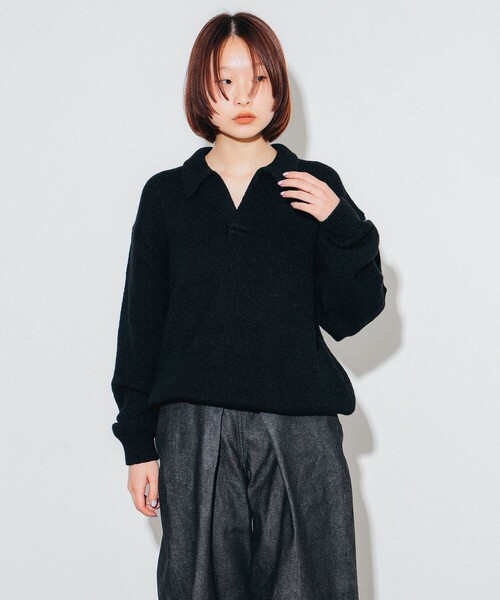 crepuscule(クレプスキュール)の「crepuscule / Skipper Knit Polo(ニット/セーター・メンズ・ブラック・M/L/XL)」の8枚目の写真