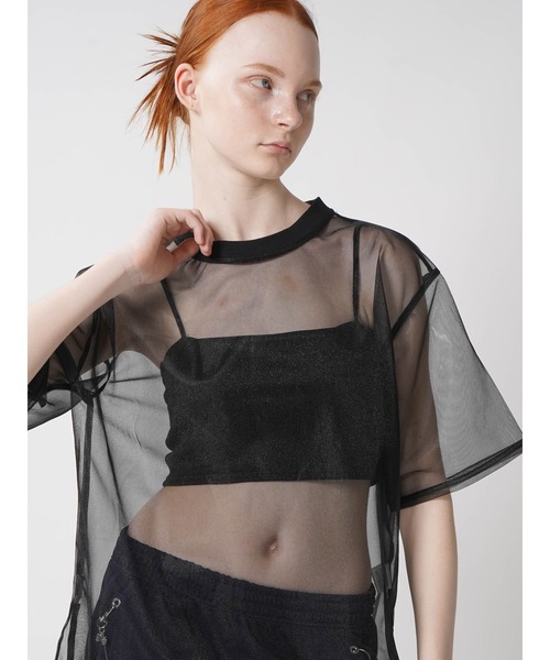 :ETHROF（イーサオブ）の「SHEER LAME TOPS（Tシャツ/カットソー・レディース・ブラック/グレー・FREE）」の3枚目の写真