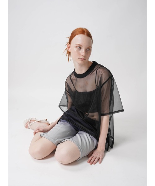 :ETHROF（イーサオブ）の「SHEER LAME TOPS（Tシャツ/カットソー・レディース・ブラック/グレー・FREE）」の4枚目の写真