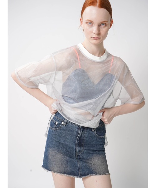 :ETHROF（イーサオブ）の「SHEER LAME TOPS（Tシャツ/カットソー・レディース・ブラック/グレー・FREE）」の10枚目の写真