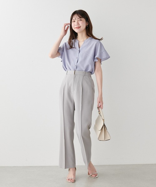 natural couture(ナチュラルクチュール)の「麻調合繊フリル袖ブラウス(シャツ/ブラウス・レディース・ブルー/ブラック/サックスブルー/ライトベージュ/ピンク・FREE)」の18枚目の写真