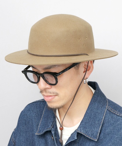 セール】フラット ワイドブリム フェルト サファリハット あご