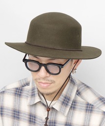 ReqHatter | フラット ワイドブリム フェルト サファリハット あご紐付き(ハット)