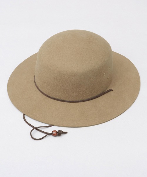 ReqHatter（レックハッター）の「フラット ワイドブリム フェルト サファリハット あご紐付き（ハット・メンズ・カーキ/ブラック/ベージュ・FREE）」の5枚目の写真