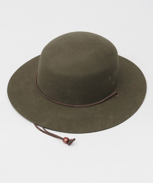ReqHatter（レックハッター）の「フラット ワイドブリム フェルト サファリハット あご紐付き（ハット・メンズ・カーキ/ブラック/ベージュ・FREE）」の6枚目の写真