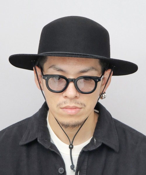 ReqHatter（レックハッター）の「フラット ワイドブリム フェルト サファリハット あご紐付き（ハット・メンズ・カーキ/ブラック/ベージュ・FREE）」の16枚目の写真