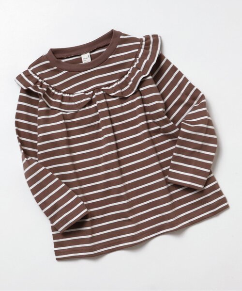 apres les cours(アプレレクール)の「【WEB限定】7days Style/ヨークフリルTシャツ(Tシャツ/カットソー・キッズ・ブラック/オフホワイト/ブラウン/ピンク/ネイビー/パープル・80/90/100/110/120/130/140)」の3枚目の写真