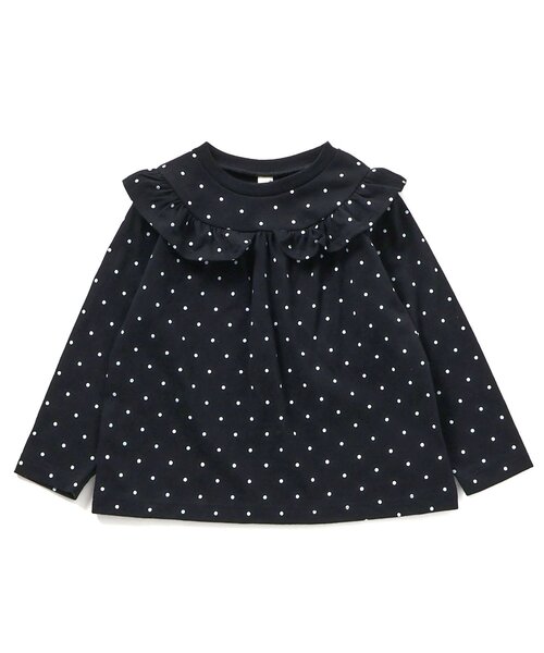 apres les cours(アプレレクール)の「【WEB限定】7days Style/ヨークフリルTシャツ(Tシャツ/カットソー・キッズ・ブラック/オフホワイト/ブラウン/ピンク/ネイビー/パープル・80/90/100/110/120/130/140)」の1枚目の写真