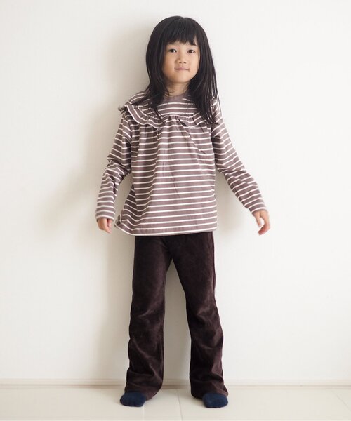 apres les cours(アプレレクール)の「【WEB限定】7days Style/ヨークフリルTシャツ(Tシャツ/カットソー・キッズ・ブラック/オフホワイト/ブラウン/ピンク/ネイビー/パープル・80/90/100/110/120/130/140)」の13枚目の写真