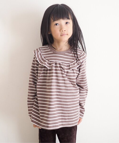 apres les cours(アプレレクール)の「【WEB限定】7days Style/ヨークフリルTシャツ(Tシャツ/カットソー・キッズ・ブラック/オフホワイト/ブラウン/ピンク/ネイビー/パープル・80/90/100/110/120/130/140)」の15枚目の写真