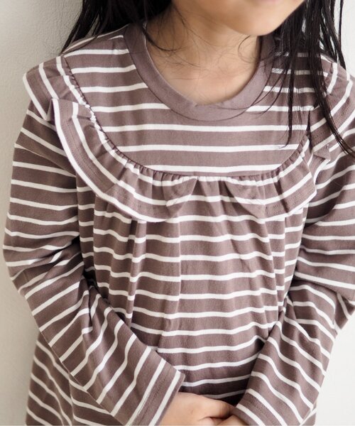 apres les cours(アプレレクール)の「【WEB限定】7days Style/ヨークフリルTシャツ(Tシャツ/カットソー・キッズ・ブラック/オフホワイト/ブラウン/ピンク/ネイビー/パープル・80/90/100/110/120/130/140)」の16枚目の写真