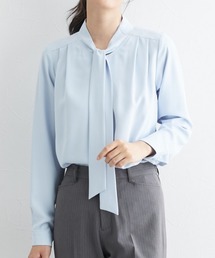 高身長 ボウタイ長袖ブラウス (トールサイズ)