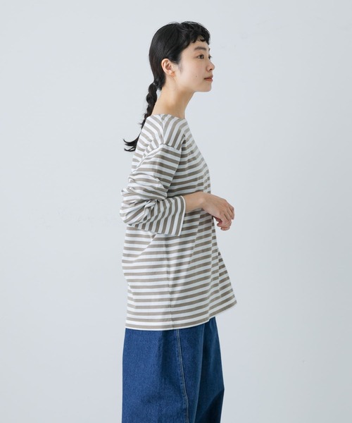 かぐれ（カグレ）の「ボーダーロングカットソー（Tシャツ/カットソー・レディース・モカ/ブラック・FREE）」の2枚目の写真