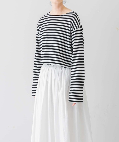 かぐれ（カグレ）の「ボーダーロングカットソー（Tシャツ/カットソー・レディース・モカ/ブラック・FREE）」の22枚目の写真