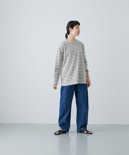 かぐれ（カグレ）の「ボーダーロングカットソー（Tシャツ/カットソー・レディース・モカ/ブラック・FREE）」の4枚目の写真