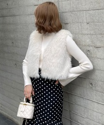 clear | ショート丈ファーベスト [スタイルアップ]≪2024AW新作≫(ベスト)