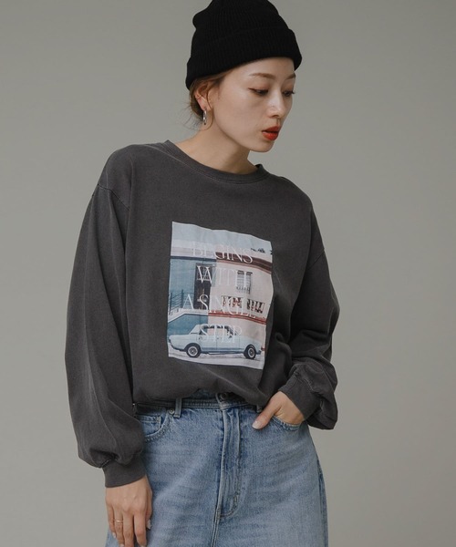 URBAN RESEARCH Sonny Label（アーバンリサーチサニーレーベル）の「フォトプリントロングTシャツ（Tシャツ/カットソー・レディース・オフホワイト/ブルー/ブラック・FREE）」の3枚目の写真