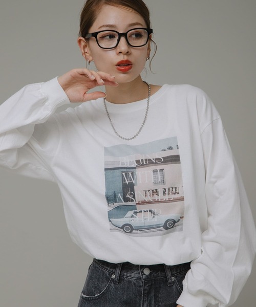 URBAN RESEARCH Sonny Label（アーバンリサーチサニーレーベル）の「フォトプリントロングTシャツ（Tシャツ/カットソー・レディース・オフホワイト/ブルー/ブラック・FREE）」の14枚目の写真