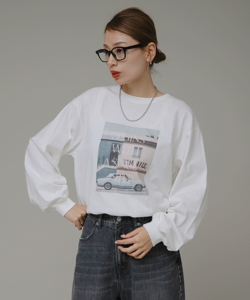 URBAN RESEARCH Sonny Label（アーバンリサーチサニーレーベル）の「フォトプリントロングTシャツ（Tシャツ/カットソー・レディース・オフホワイト/ブルー/ブラック・FREE）」の13枚目の写真