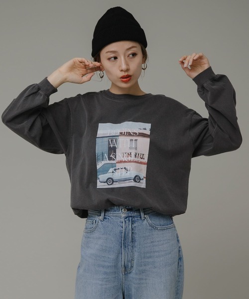 URBAN RESEARCH Sonny Label（アーバンリサーチサニーレーベル）の「フォトプリントロングTシャツ（Tシャツ/カットソー・レディース・オフホワイト/ブルー/ブラック・FREE）」の5枚目の写真