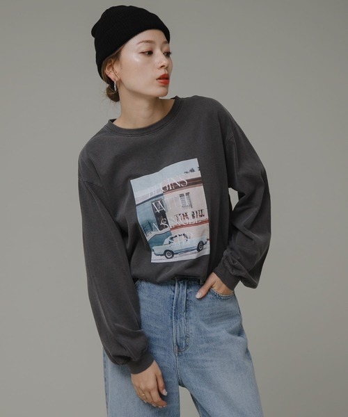 URBAN RESEARCH Sonny Label（アーバンリサーチサニーレーベル）の「フォトプリントロングTシャツ（Tシャツ/カットソー・レディース・オフホワイト/ブルー/ブラック・FREE）」の4枚目の写真