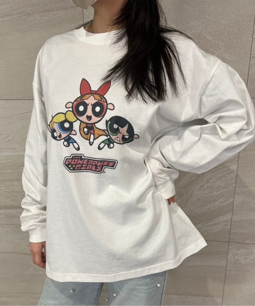 ALWAYS GOOD TIME（オルウェイズグッドタイム）の「【THE POWERPUFF GIRLS/パワーパフガールズ】プリントロングスリーブＴシャツ（Tシャツ/カットソー・レディース・ホワイト系3/ブラック系2/ホワイト系1/ホワイト系2/ブラック系1/ブラック系3/ブラック系4/ホワイト系4・M）」の4枚目の写真