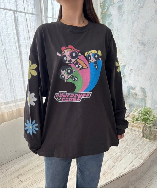 ALWAYS GOOD TIME（オルウェイズグッドタイム）の「【THE POWERPUFF GIRLS/パワーパフガールズ】プリントロングスリーブＴシャツ（Tシャツ/カットソー・レディース・ホワイト系3/ブラック系2/ホワイト系1/ホワイト系2/ブラック系1/ブラック系3/ブラック系4/ホワイト系4・M）」の6枚目の写真