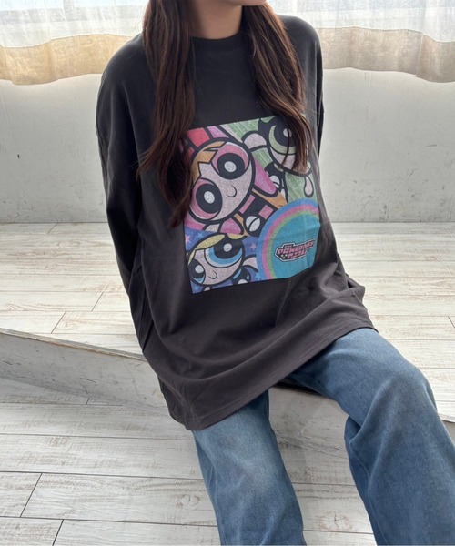 ALWAYS GOOD TIME（オルウェイズグッドタイム）の「【THE POWERPUFF GIRLS/パワーパフガールズ】プリントロングスリーブＴシャツ（Tシャツ/カットソー・レディース・ホワイト系3/ブラック系2/ホワイト系1/ホワイト系2/ブラック系1/ブラック系3/ブラック系4/ホワイト系4・M）」の7枚目の写真