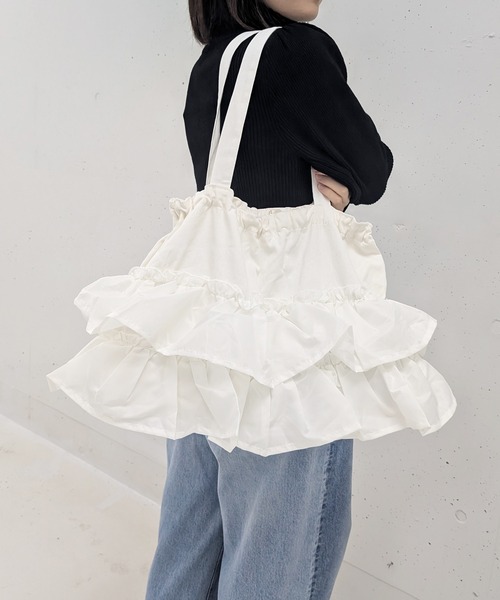 RUBY AND YOU（ルビーアンドユー）の「［select］フリルトートバッグ（トートバッグ・レディース・ホワイト・FREE）」の2枚目の写真