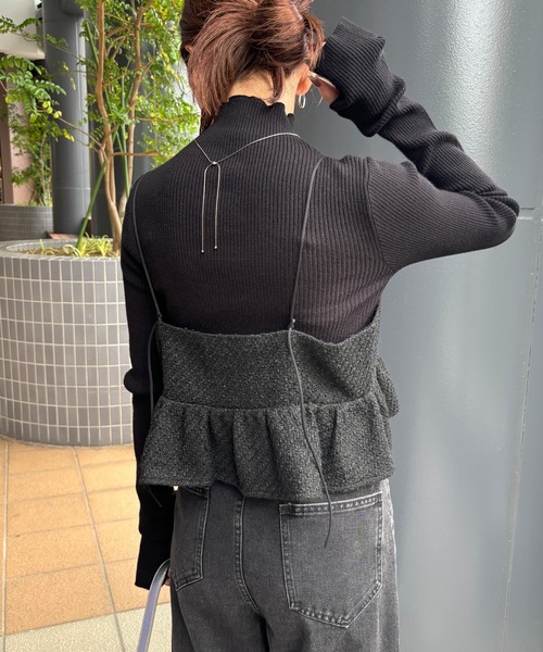 ISOOK(アイスー)の「【ISOOK / アイスー】ツイードキャミソールビスチェ / ショート丈 ペプラム ツイードトップス ZOZOTOWN限定(キャミソール・レディース・ブラック系その他/ブラック・FREE)」の10枚目の写真