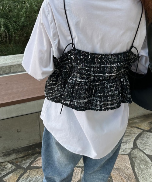 ISOOK(アイスー)の「【ISOOK / アイスー】ツイードキャミソールビスチェ / ショート丈 ペプラム ツイードトップス ZOZOTOWN限定(キャミソール・レディース・ブラック系その他/ブラック・FREE)」の17枚目の写真