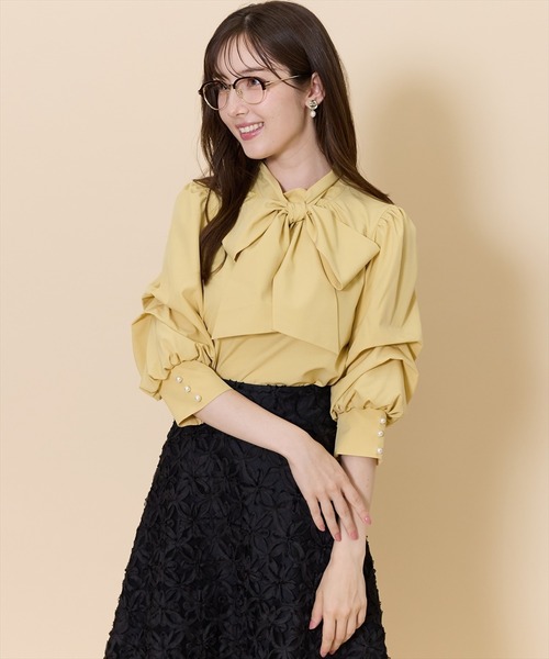 SWINGLE（スウィングル）の「AUTUMNタックスリーブボウタイブラウス（シャツ/ブラウス・レディース・ブラック/オフホワイト/クリーム・FREE）」の9枚目の写真