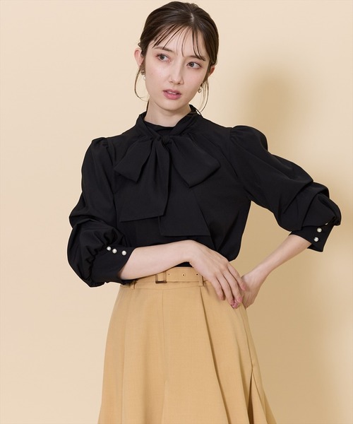 SWINGLE（スウィングル）の「AUTUMNタックスリーブボウタイブラウス（シャツ/ブラウス・レディース・ブラック/オフホワイト/クリーム・FREE）」の14枚目の写真
