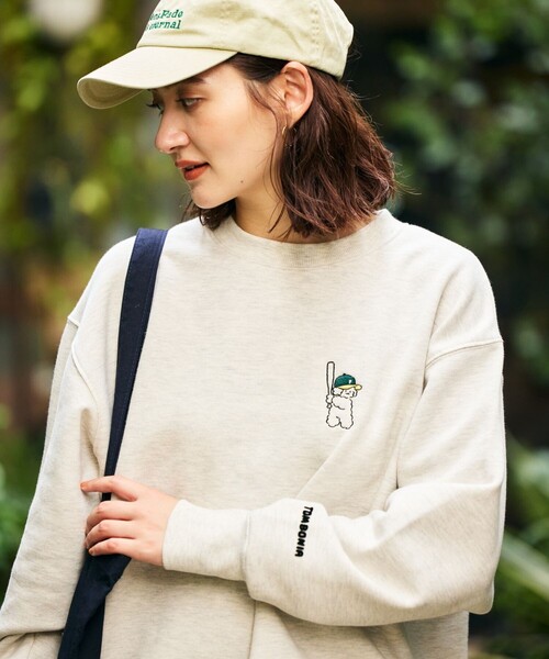 FREAK'S STORE(フリークスストア)の「tombonia × FREAK'S STORE/トムボニア tombonia ワンポイントクルースウェット(スウェット・レディース・チャコール/ピンク/ナチュラル・フリ-)」の11枚目の写真