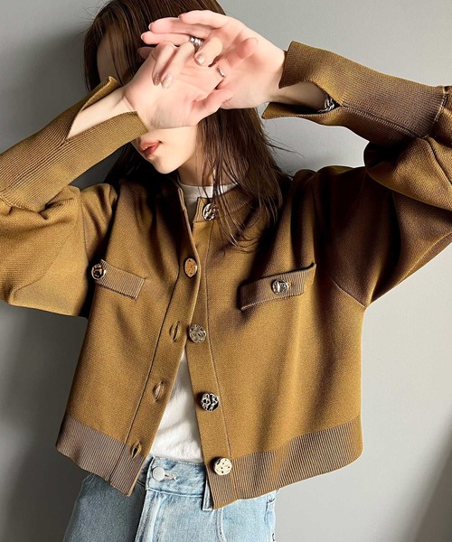 classicalelf（クラシカルエルフ）の「洗練された大人エレガンス。軽量短丈袖スリットボタンニットカーディガン（カーディガン/ボレロ・レディース・ブラック/グレイッシュベージュ/アイボリー/ブラウン・LARGE/MEDIUM/SMALL/X-LARGE）」の17枚目の写真