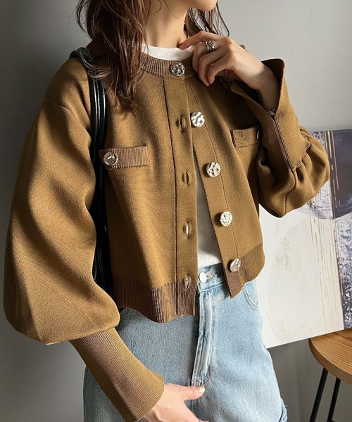 classicalelf（クラシカルエルフ）の「洗練された大人エレガンス。軽量短丈袖スリットボタンニットカーディガン（カーディガン/ボレロ・レディース・ブラック/グレイッシュベージュ/アイボリー/ブラウン・LARGE/MEDIUM/SMALL/X-LARGE）」の18枚目の写真