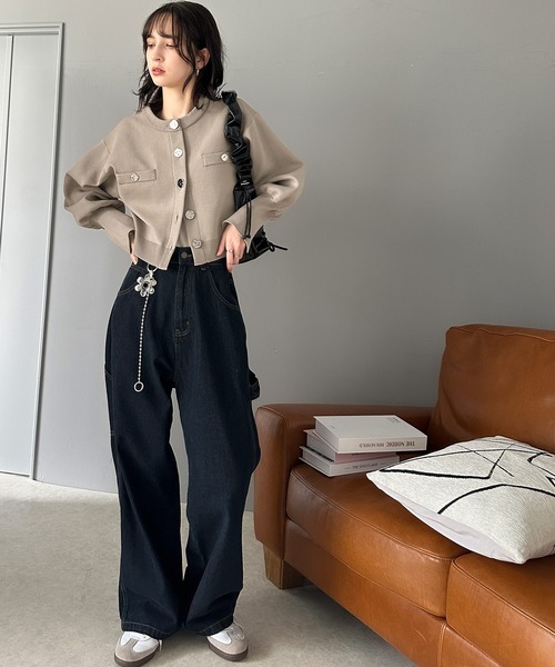 classicalelf（クラシカルエルフ）の「洗練された大人エレガンス。軽量短丈袖スリットボタンニットカーディガン（カーディガン/ボレロ・レディース・ブラック/グレイッシュベージュ/アイボリー/ブラウン・LARGE/MEDIUM/SMALL/X-LARGE）」の22枚目の写真