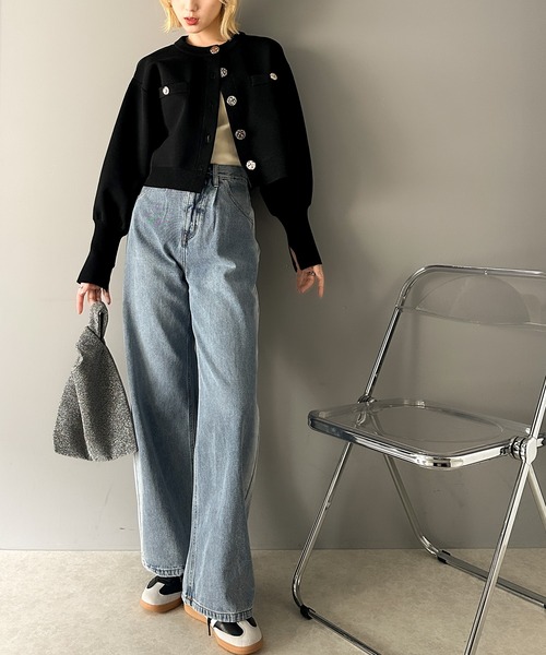 classicalelf（クラシカルエルフ）の「洗練された大人エレガンス。軽量短丈袖スリットボタンニットカーディガン（カーディガン/ボレロ・レディース・ブラック/グレイッシュベージュ/アイボリー/ブラウン・LARGE/MEDIUM/SMALL/X-LARGE）」の15枚目の写真