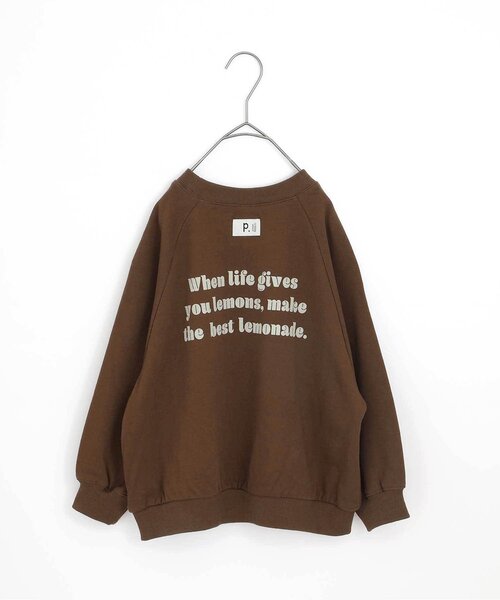 p.premier（ピードットプルミエ）の「イロチ買いしたいオーバーサイズロゴトレーナー（スウェット・キッズ・チャコール/ブラウン/ピンク/ブルー/オフホワイト・80/90/100/110/120/130/140）」の11枚目の写真
