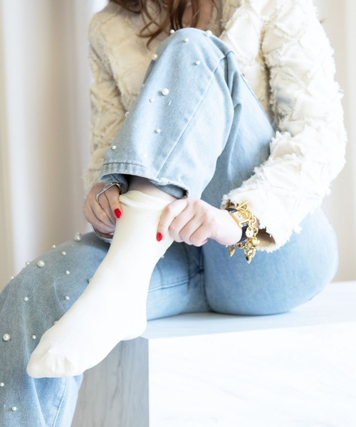 styiro（スタイロ）の「【ZOZO限定35色展開】春夏秋冬選べるカラーソックス（ソックス/靴下・レディース・ホワイト系3/ブラウン系3/グリーン系1/グリーン系3/ブルー系2/ブルー系4/パープル系2/イエロー系2/ホワイト系1/ホワイト系2/ブラック/ブラウン系1/ブラウン系2/パープル系3/パープル系4/パープル系5/モカ/ベージュ/グリーン系4/グリーン系5/ブルー系1/イエロー系1/ピンク系1/ピンク系2/ピンク系3/ピンク系4/オレンジ/ダークブラウン/グリーン系2/ブルー系3/ブルー系5/パープル系1/イエロー系3/ピンク系5/イエロー系4・FREE）」の4枚目の写真