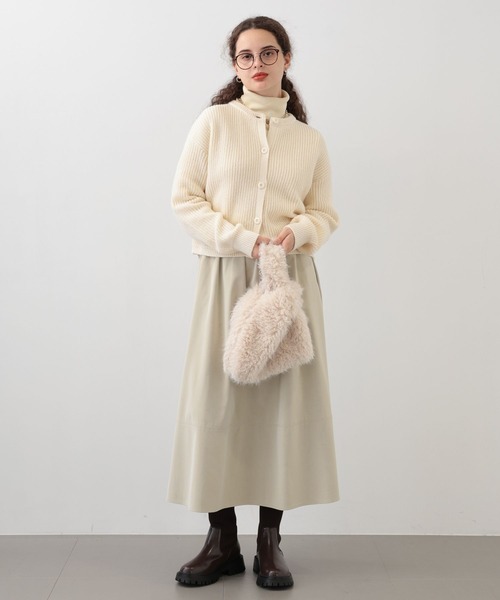 saloon（サルーン）の「SALOON(サルーン)/畦編みニットカーディガン【手洗い可】（カーディガン/ボレロ・レディース・オレンジ/ネイビー/ホワイト・FREE）」の4枚目の写真