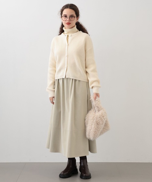 saloon（サルーン）の「SALOON(サルーン)/畦編みニットカーディガン【手洗い可】（カーディガン/ボレロ・レディース・オレンジ/ネイビー/ホワイト・FREE）」の5枚目の写真