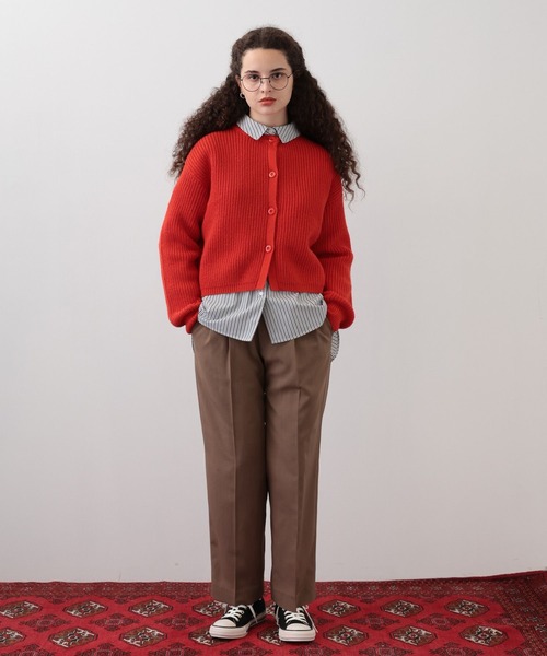 saloon（サルーン）の「SALOON(サルーン)/畦編みニットカーディガン【手洗い可】（カーディガン/ボレロ・レディース・オレンジ/ネイビー/ホワイト・FREE）」の11枚目の写真