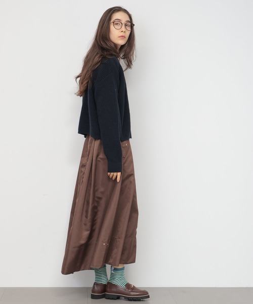 saloon（サルーン）の「SALOON(サルーン)/畦編みニットカーディガン【手洗い可】（カーディガン/ボレロ・レディース・オレンジ/ネイビー/ホワイト・FREE）」の18枚目の写真