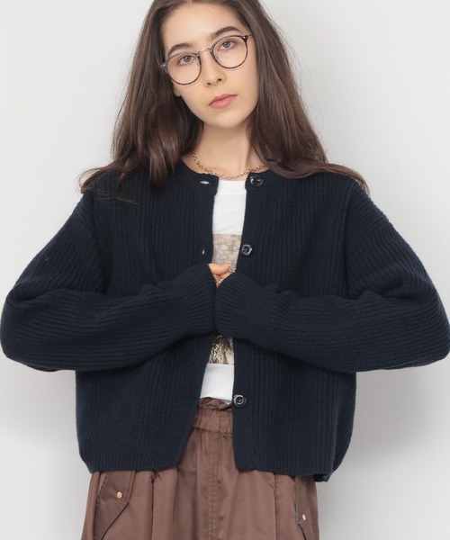 saloon（サルーン）の「SALOON(サルーン)/畦編みニットカーディガン【手洗い可】（カーディガン/ボレロ・レディース・オレンジ/ネイビー/ホワイト・FREE）」の20枚目の写真